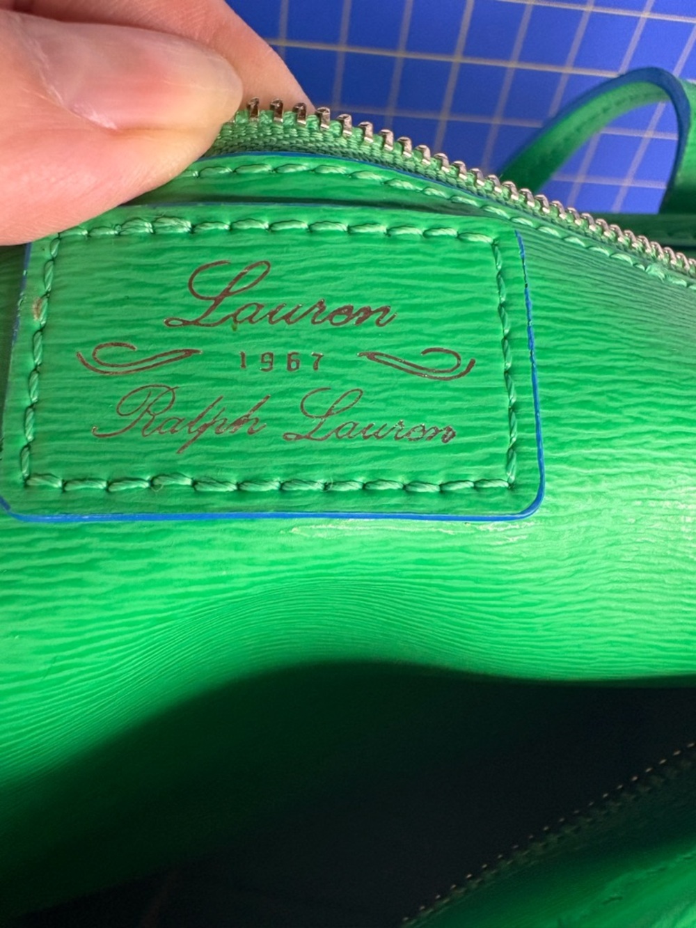 Green Leather Tote Bag by Ralph Lauren - Picture 9 of 10
